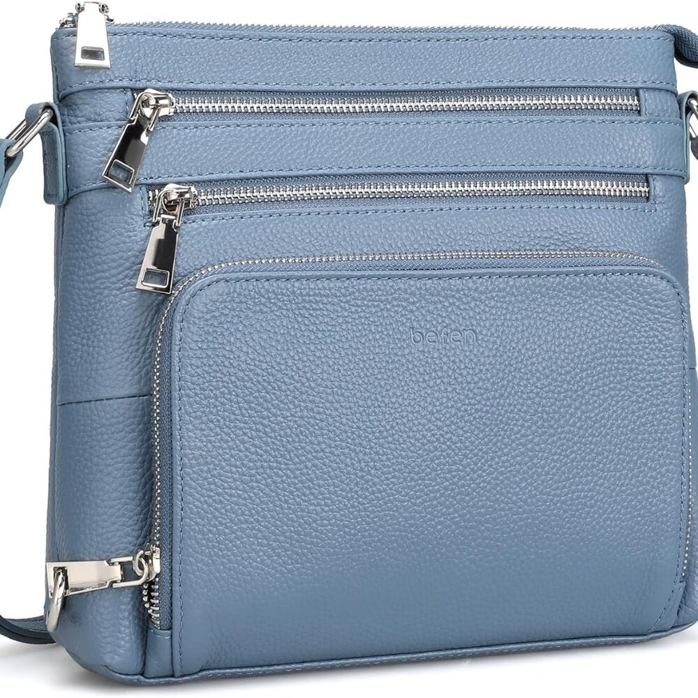 Genuine Leather Crossbody Bags for Women, Lightweight Medium Anti-Theft Shoulder
